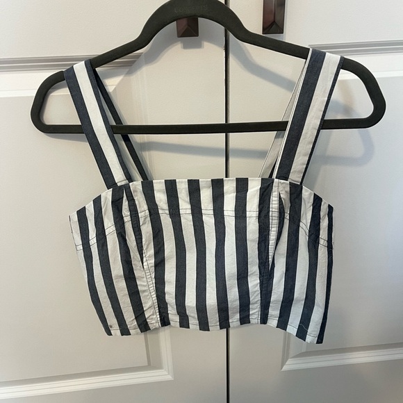 Kensie Navy Stripe Crop Tank NWT Sz S - Picture 6 of 7